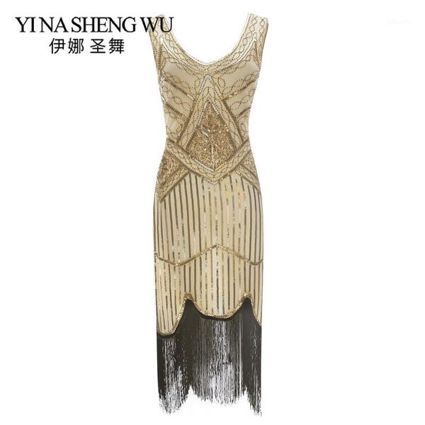 

vintage women 1920 s great gatsby flapper sequin beaded fringe dress party v neck bodycon fringed sleeveless latin dance clothes1, Black;red
