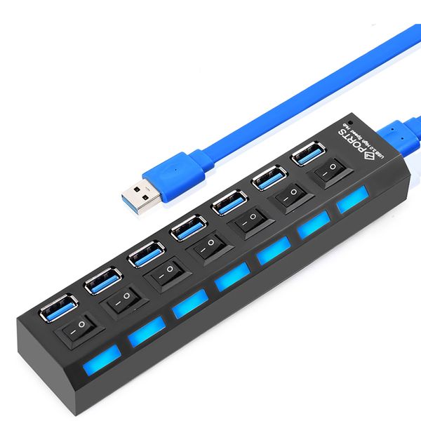 

usb 3.0 hub multi usb splitter 7 port expander multiple usb use power adapter usb3.0 hub with switch for pc