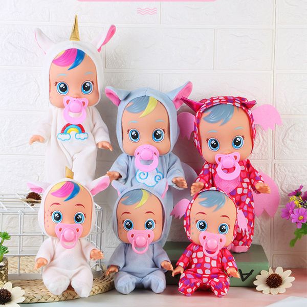 

3d animal babies dolls unicorn cute baby toys electric doll tearing full vinyl silicone body birthday surprise gift for kids 1011