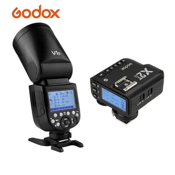 

godox v1o профессиональные камеры вспышка speedlite round head x2t- вспышки триггера для камеры для свадьбы портрет студии
