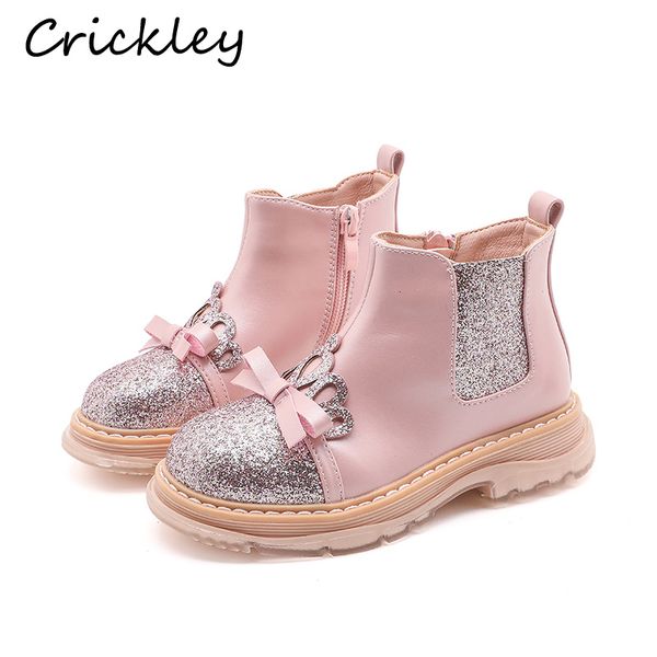 

fashion children martin bling sequins plush winter warm ankle for comfortable kids girls short boots, Black;grey