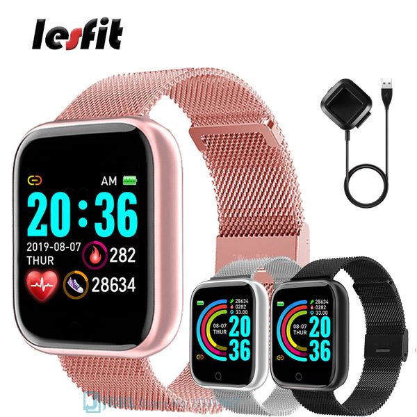 

lesfit pink wristband women men smart watch sport bracelet bluetooth android wrist band digital pedometer fitness tracker