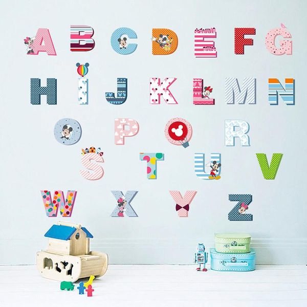 

wall stickers colorful 26 letters alphabet for kids rooms nursery room home decor cartoon decals pvc poster gift mural art