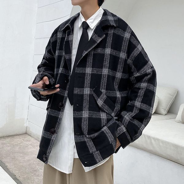 

clothing 2021 cotton-quilted heavy new winter checked printed cotton-padded young men's clothes reqo, Black