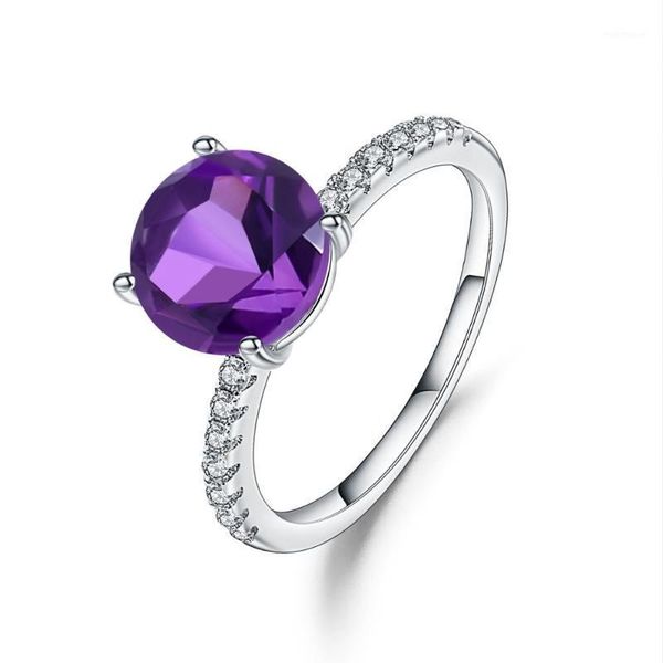 

cluster rings gem's ballet purple vintage wedding for women fine jewelry 2.66ct natural amethyst gemstone ring 925 sterling silver1, Golden;silver