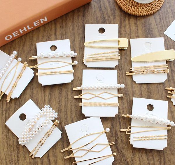 

new arrival 3pcs/set pearl metal hair clips women hairpin girls hairpins barrette bobby pin hairgrip hair acc sqcoix homes2007, Golden;silver