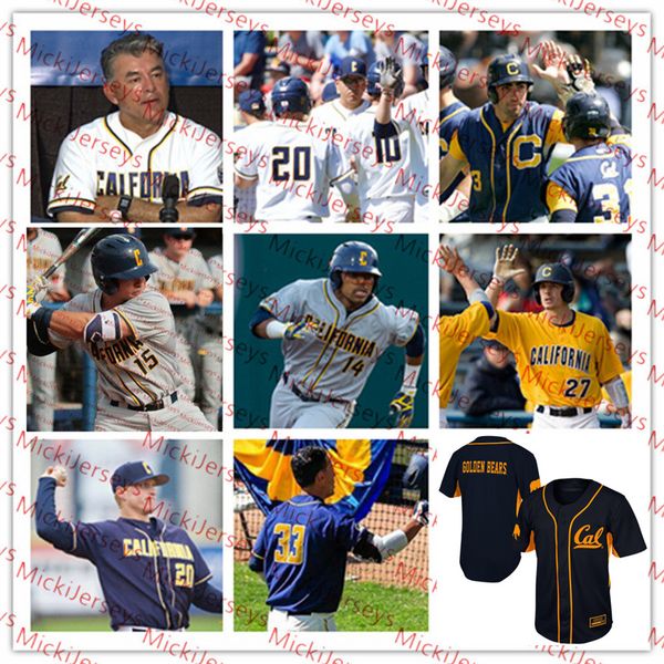 Maglia da baseball personalizzata NCAA California Bears 32 Jake Skipworth 48 Ethan Cloyd 0 Joshua Rolling 9 Dom Souto 0 Trevor Tishenkel 44 Blake Atkins Sean Sullivan Josh White