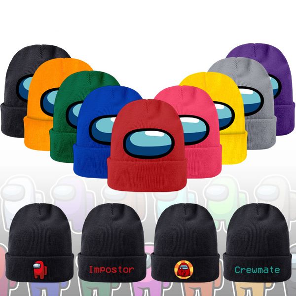 

among us knitted hats cap model among us game hip hop hat keep warm gift stock bonnets for man women beanie, Yellow