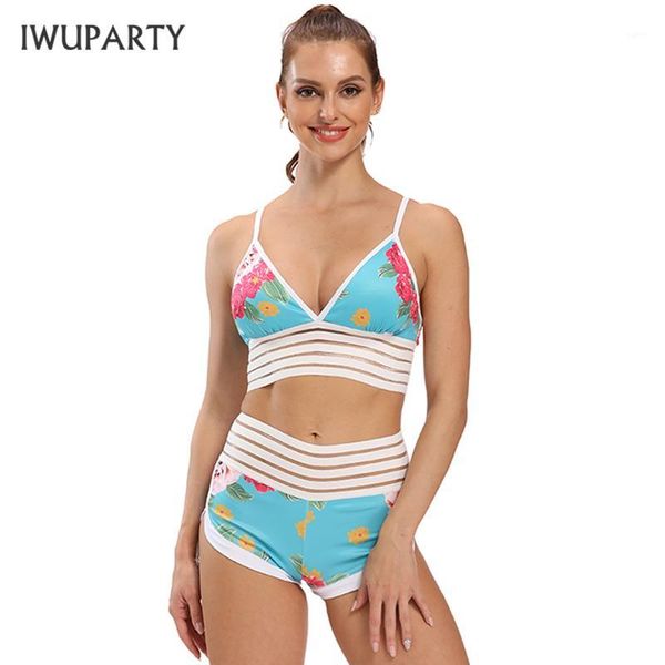 

iwuparty gym set floral printed set women workout clothes jogging sport suit bra shorts leggings fitness clothing conjunto mujer1, Gray