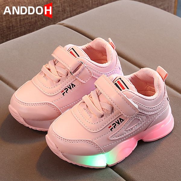 

size 21-30 children casual baby shoes glowing sneakers kid led light up toddler baby shoes sneakers with luminous sole c1002, Black;red