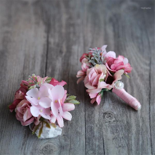 

decorative flowers & wreaths weddingbobdiy groom boutonniere man buttonholes bride wrist corsage artificial wedding party decoraiton wr011