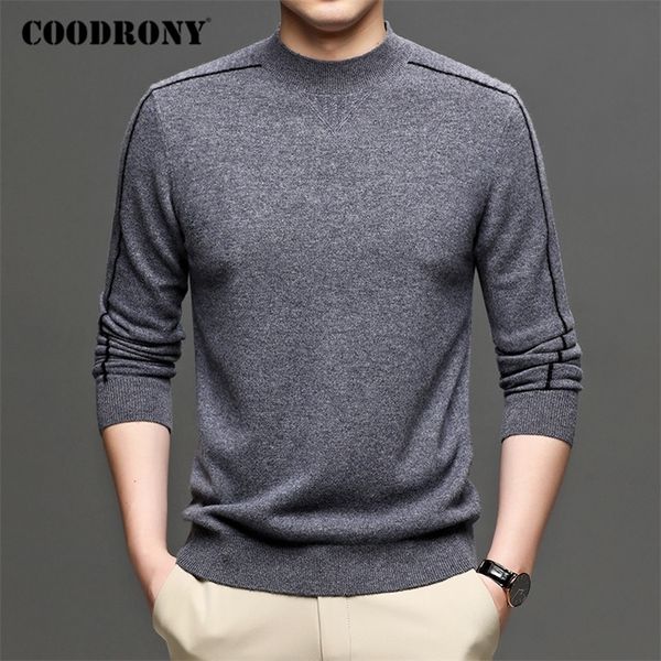 Coodrony Brand Высокое качество Мериносовые Шерстяные свитера Осень зима мягкая теплый водолазковый свитер мужчины повседневный пуловер джемпер MAN C3038 201211