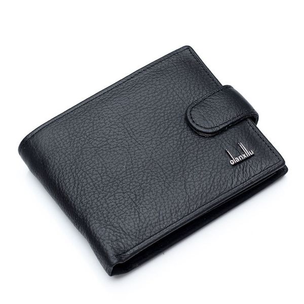 

new fashion genuine leather mens wallets fine brown black credit card holder bifold student wallet high quality, Red;black