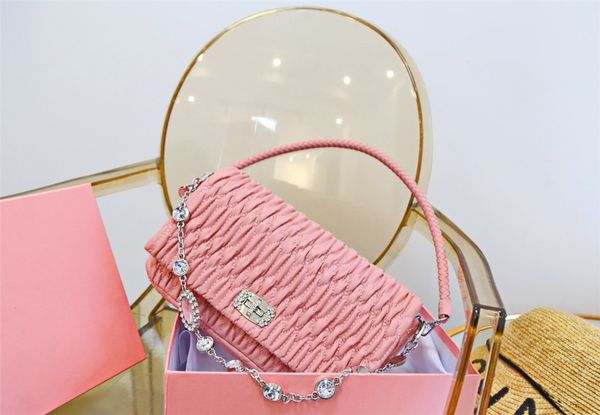 

new elegant and exquisite girl's shoulder bag lady's diamond chain hand-held underarm bag, high-quality leather single shoulder ba