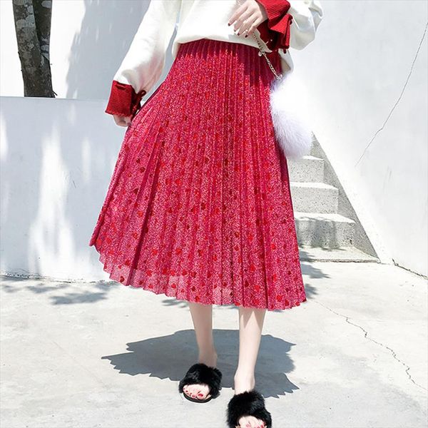 

sweet hearts dobby metallic gauze long pleated skirt shimmering cute dotted mid calf long skirts, Black