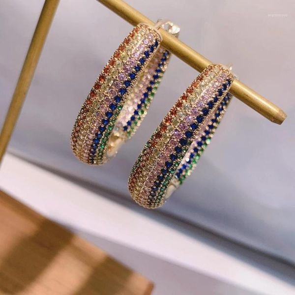 

Trendy Large Hoop Earrings Big Circle Earrings Cubic Zircon Brincos Celebrity Brand Hoop for Women Jewelry E95141, Golden;silver