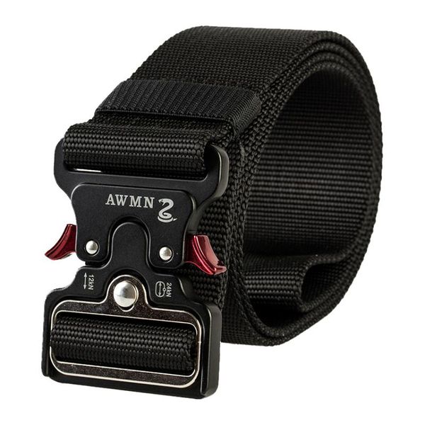 

waist support men's belt for trousers pants metal buckle combat adjustable nylon male wear-resistant 4.8cm width, Black;gray
