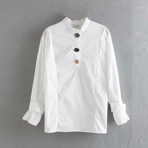 

woah sd45-9256 european and american fashion small collar pullover shirt1, White