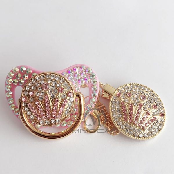 

pacifier holders&clips# miyocar all bling pink crown n clip bpa safe unique luxurious1