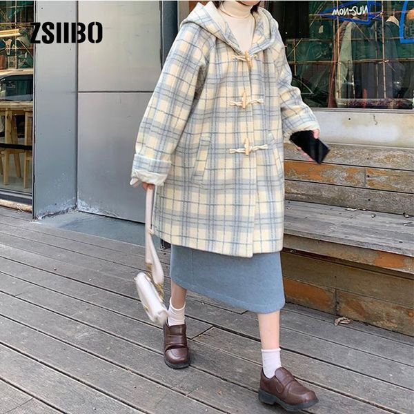 

korea ulzzang women's coat ins jacket casual punk loose plus fleece hooded large size long vintage plaid harajuku sweet jacket, Black;brown
