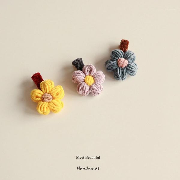 

new arrivals cartoon handmade fabric soft flowers hairclip wool hair side head duckbill clip girls jewelry tiara barrettes1, Golden;silver