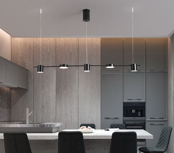 LED Nordic Light Pendant moderna sala de estar Quarto Sala de jantar Preto Faixa de Hanging Lamp Kitchen Cafe Iluminação Interior