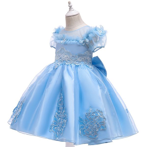 

baby products children clothes style girls clothes light blue dreamy lace princess dress for girls summer 3-10 years girls dress