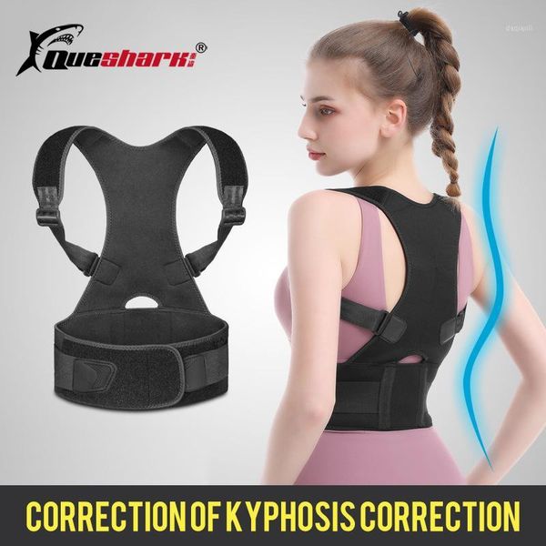 

back support posture correction for children adults adjustable corset waist belt lumbar shoulder spine humpback correct1, Black;blue