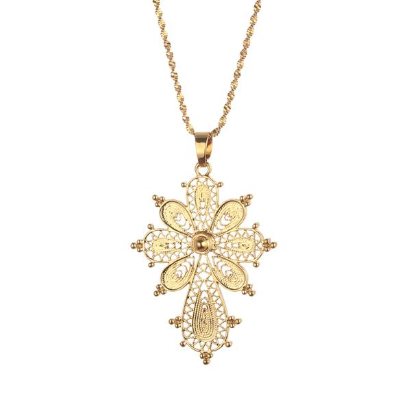 

gold color african ethiopian eritrea habesha cross pendant necklaces for women wedding gifts african jewelry, Silver