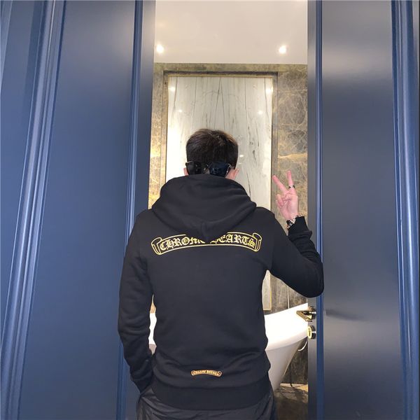 

red euronet tide brand 20 early spring ch crosin classic sanskrit printing simple style youth hooded sweater, Black