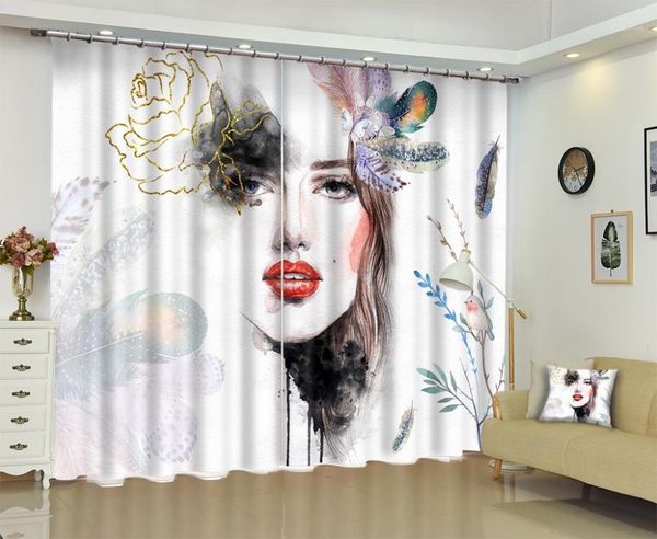 

western oil painting girls modern 3d window curtains drapes for living room bed room office l wall tapestry home decorative1