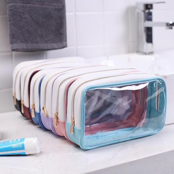 

transparent waterproof cosmetic bag pvc women makeup bag travel zipper clear organizer maleta de maquiagem