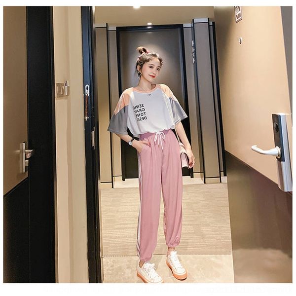 

g1ifp костюм лето новой мода лето мода двухкусочные женщины возраст снижающего досуг спортивного стиль костюм вестерн 2020 женщины очень ска, Gray