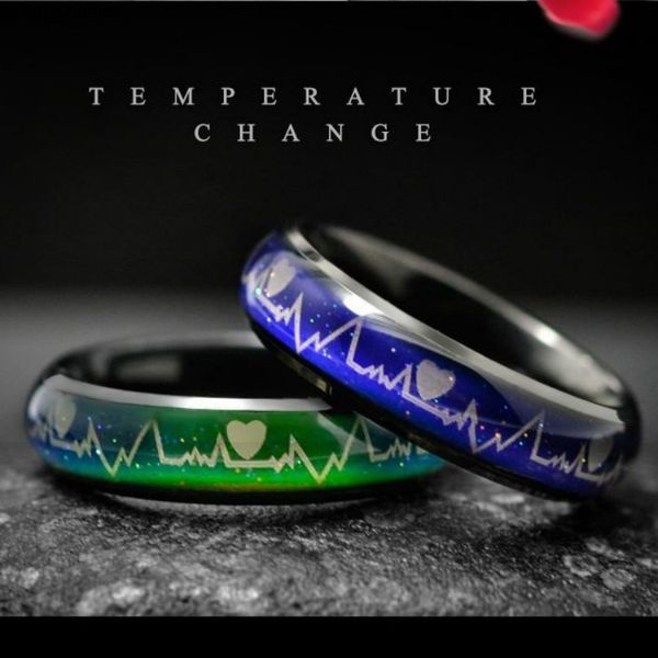

feeling mood women changing color men temperature emotion couple ring, Silver