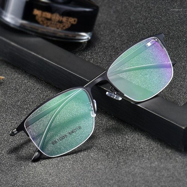 

fashion sunglasses frames bclear men titanium alloy eyeglasses frame for eyewear flexible temples legs ip electroplating material spectacle, Black