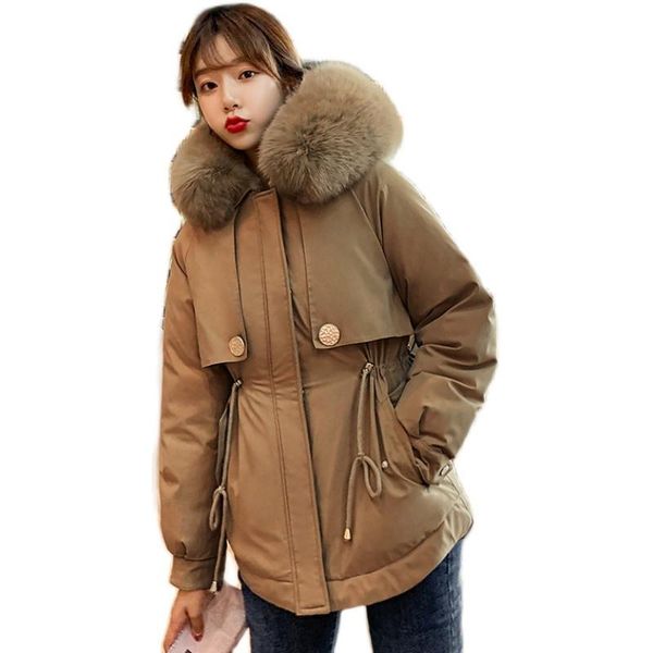 

cotton padded jacket women's short 2021 new winter fur collar clothes new korean version loose small cotton bread coat student, Black