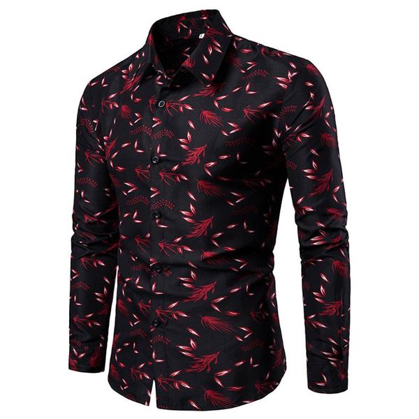 

men's casual shirts 2021 spring and summer pattern stand collar button long sleeve shirt w412, White;black