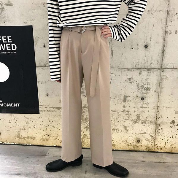 

men's suits & blazers 2021 men's ribbon decorate suit pants social formal business casual white/apricot/black color loose trousers, White;black