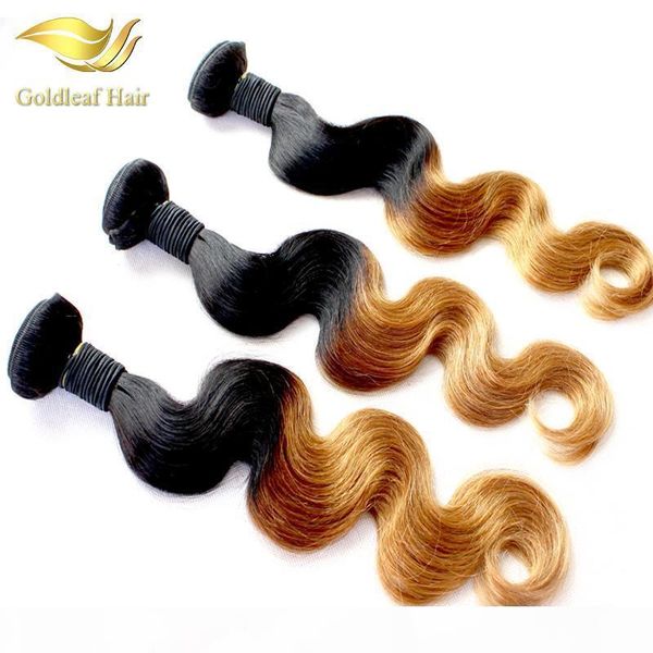 

wholesale two tone ombre hair body wave human hair weaving t 1b 27 ombre hair extensions, Black