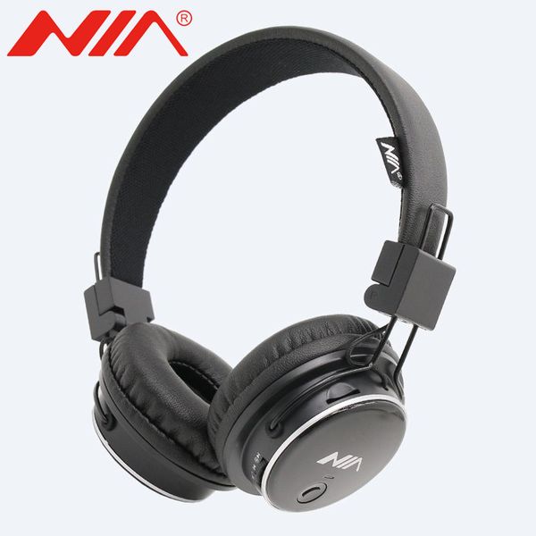 

43fgq8 original wireless nia bluetooth headphone foldable stereo headsets with mic sport earphone support tf card fm radio app