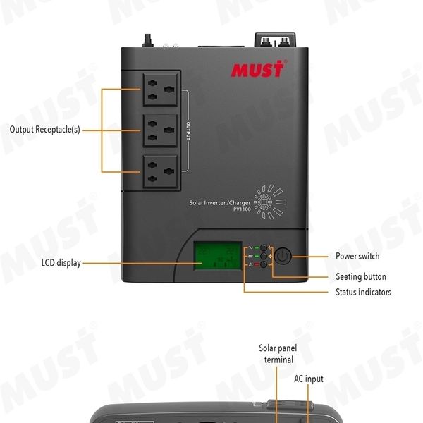 

must pv1100 series hybrid solar with pwm charge controller inverter spare parts