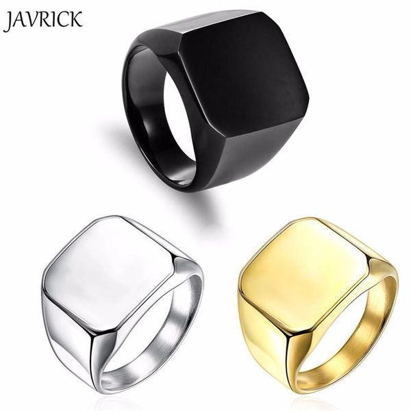 

javrick new fashion square big ширина перстни 24k моды человек finger серебро мужчины кольцо титана стали ювелирные изделия, Golden;silver