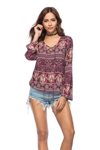 

summer beach floral skirt women's long sleeve shirts slash neck one word collar blouse for women, White