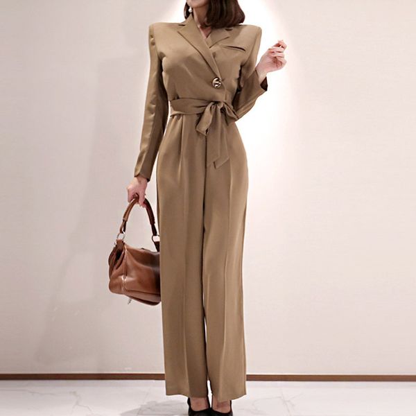 

2021 ol'elegant leg widows lace up ladies' overalls autumn suit with waistline belt playwear suits q4bu, Black;white