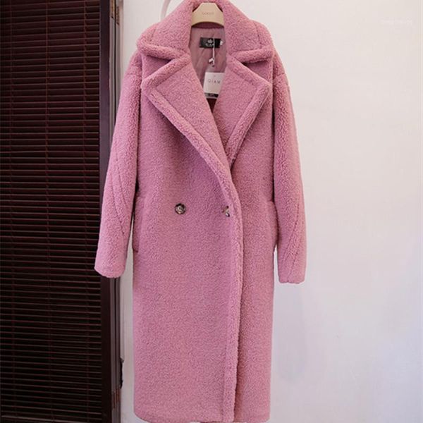 

winter faux fur teddy coat women high street oversized teddy jackets and coats ladies lamb wool coat faux fur cwf0004-51, Black