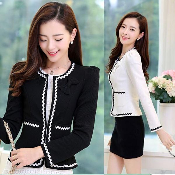

spring thin women's jacket short female blazer slim fit famale jaket plus size blazer woman commuting women blazers and jackets, White;black