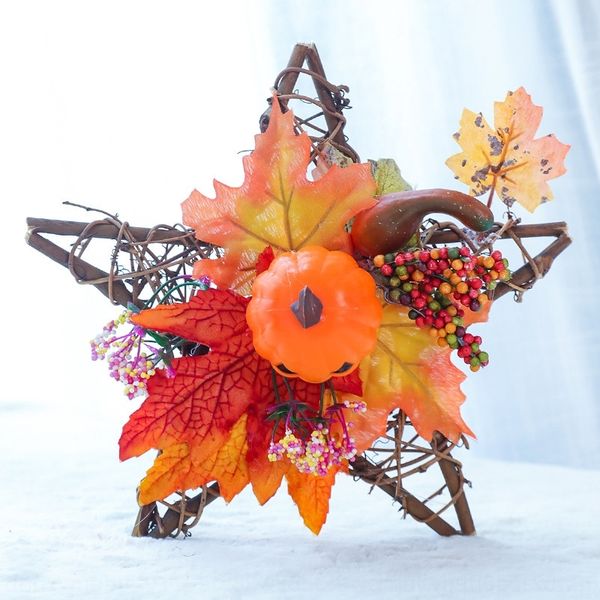 

ygwut halloween harvest festival five-pointed rattan star shopping berry decoration pumpkin mall bar home window thanksgiving ornament bar a