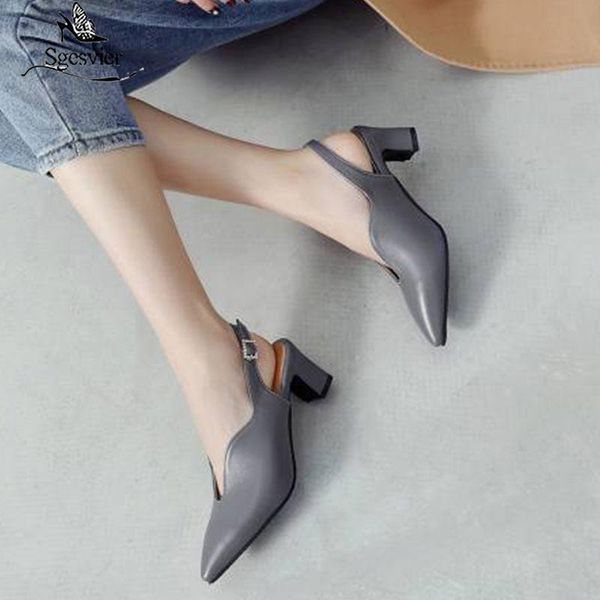 

sgesvier spring women's mary jane chunky heel office lady shoes woman pointed toe platform buckle pumps big size 28-46 g182, Black