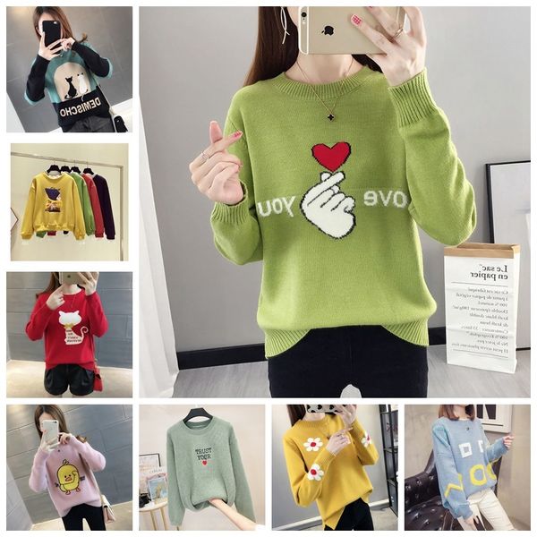

2020 sweater women's autumn winter net red new loose and versatile korean knitwear knitwear sweater knitted sweaterlong sleeve bottom k, White;black