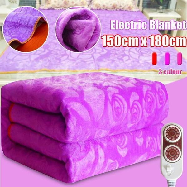 

2-in-1 flannel electric blanket 150*180cm thicker heater timing control warmer heated carpet thermostat heating rapidly safety1